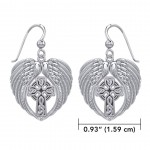 Feel the Tranquil in Angels Wings Sterling Silver Earrings with Celtic Cross