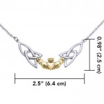 Celtic Trinity Knot Claddagh Silver and Gold Necklace