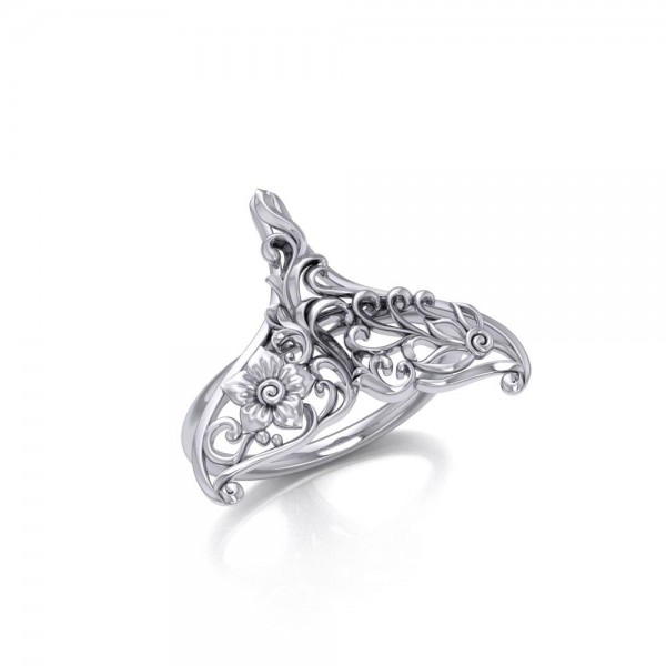 Le conte gracieux Sterling Silver Whale Tail Filigree Ring Bijoux