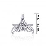 The graceful tale Sterling Silver Whale Tail Filigree Ring Jewelry