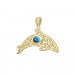 A gift of solitude ~ Solid Gold Celtic Whale  Pendant with Gem