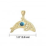 A gift of solitude ~ Solid Gold Celtic Whale  Pendant with Gem