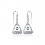 Celtic Knot Silver Earrings  with Dangling Gemstone