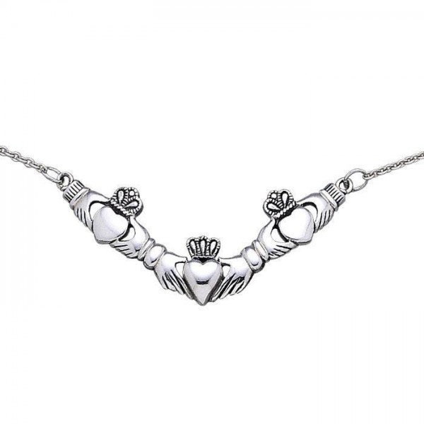 Irish Claddagh Silver Necklace