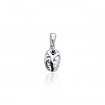 Letter Y on Coffee Bean Silver Pendant