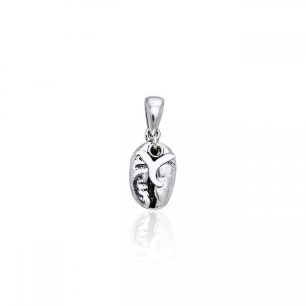 Letter Y on Coffee Bean Silver Pendant