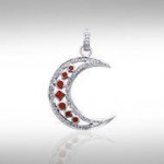 Chakra Moon Sterling Silver with Gemstones Pendant