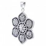 Large Chakra Symbols Sterling Silver Pendant