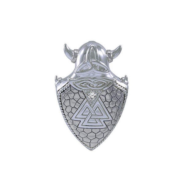 Viking Valknut Shield Silver Pendant