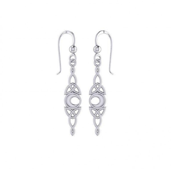 Celtic Moon Woven Design Silver Earrings