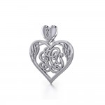 I LOVE YOU Monogramming Celtic Heart Silver Pendant