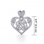 I LOVE YOU Monogramming Celtic Heart Silver Pendant