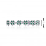 Lucky Gemstones Four Leaf Clover Silver Link Bracelet