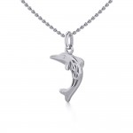 Petit pendentif celtique joyeux dauphin argenté