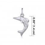 Petit pendentif celtique joyeux dauphin argenté