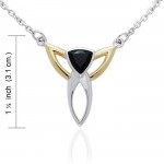 Black Magic Silver & Gold Art Deco Triangle Necklace