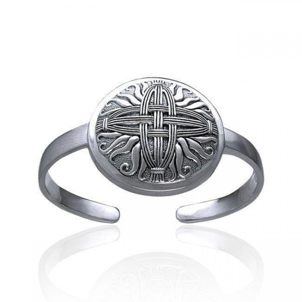 Saint Brigids Celtic  Cross Silver Cuff Bracelet