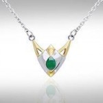 Black Magic Art Deco Triangle Silver & Gold Necklace