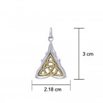Everlasting divinity ~ Sterling Silver Danu Goddess Triquetra Pendant with 14k Gold accent