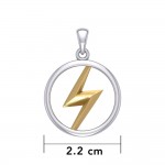 Zeus God Lightning Bolt Silver and Gold Large Pendant
