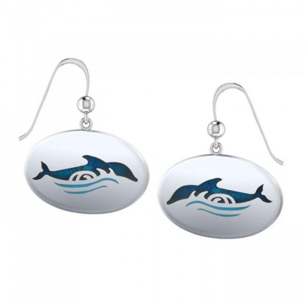 Boucles d’oreilles Dolphin and Waves Silver