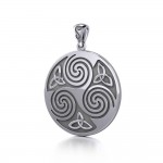 A potent representation of harmony and intricacy ~ Large Sterling Silver Celtic Triquetra Pendant Jewelry
