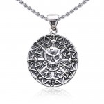 Mayan Pirate Skull ~ Sterling Silver Jewelry Pendant