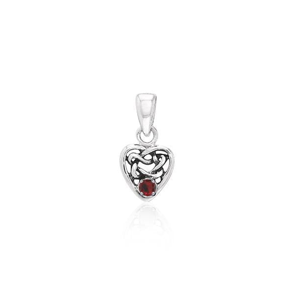 Celtic Knotwork Heart Birthstone Sterling Silver Pendant