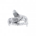 Wolf Pair Silver Ring