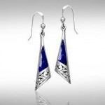 Silver Filigree Earrings with Gem Inlay