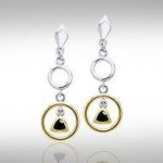 Black Magic Triangle & Circles Silver & Gold Earrings