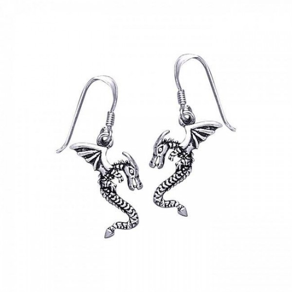 Dragons fly as they float ~ Sterling Silver Hook Earrings