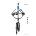 Motorcycle Solar Cross with Feather Pendant