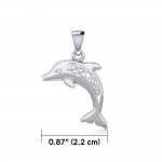 Grand pendentif celtique joyeux dauphin argent