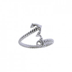 Behind the steady sea ~ Anchor Wrap Sterling Silver Ring 