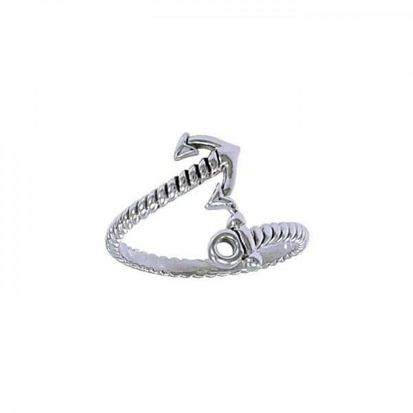 Behind the steady sea ~ Anchor Wrap Sterling Silver Ring