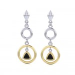 Black Magic Triangle & Circles Silver & Gold Earrings