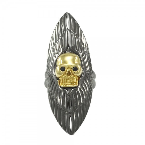 Black nickle Plate over Winged & Skull  Alloy Ring by Amy Zerner