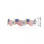 Silver and Gold American Flag with Enamel Link Bracelet