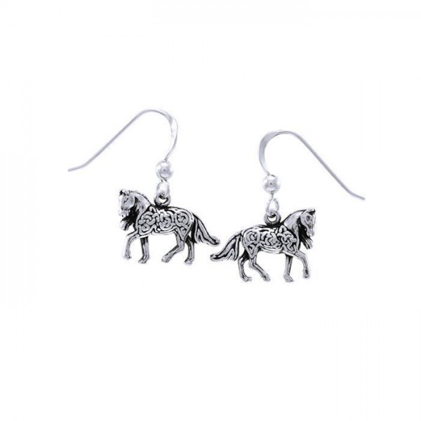 Brigid Ashwood Celtic Horse ~ Sterling Silver Hook Earrings