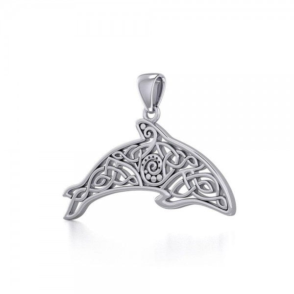 Celtic Filigree Dolphin Silver Pendant