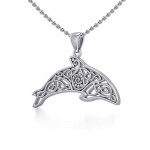 Celtic Filigree Dolphin Silver Pendant