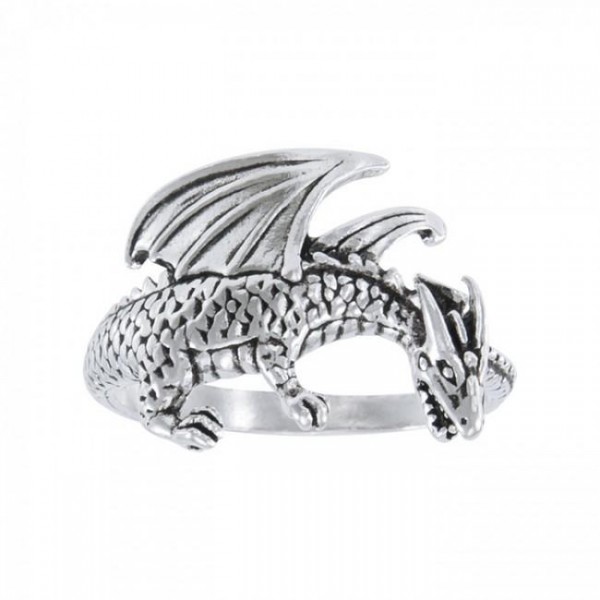 Winged Dragon Silver Ring