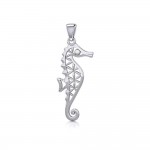 Flower of Life Seahorse Silver Pendant