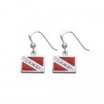 Lanai Island Dive Flag and Dive Equipment Silver Hook Earrings