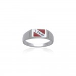Lanai Island Dive Flag and Dive Equipment Silver Small Ring