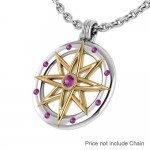 Wander through my compass Silver Pendant with gold accent and gemstone with Performance Amulet