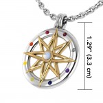 Wander through my compass Silver Pendant with gold accent and gemstone with Performance Amulet