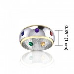 Silver and Gold Chakra Band Ring with Performance Amulet
