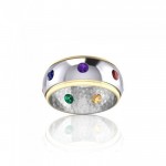 Silver and Gold Chakra Band Ring with Performance Amulet